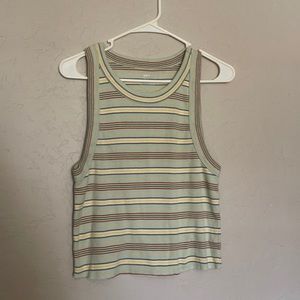 AE Aerie Striped Cropped Tank Top